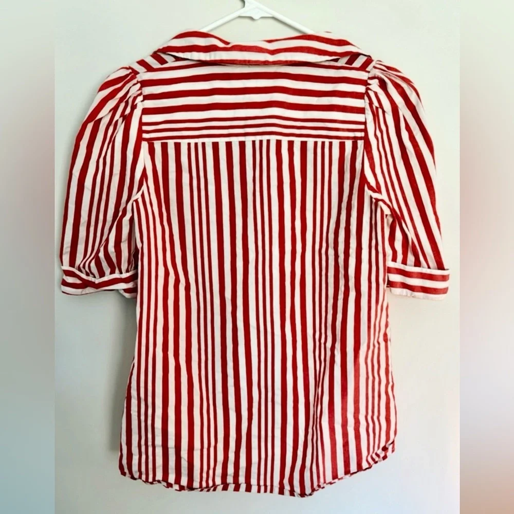 Who What Wear Red Striped Button Down Shirt - Picture 5 of 5